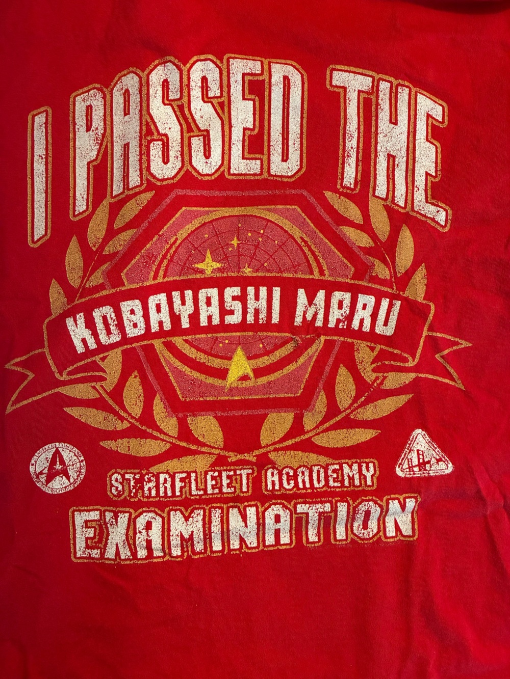Star Trek I Passed The Kobayashi Maru Starfleet Academy Exam Mens XL Red T Shirt
